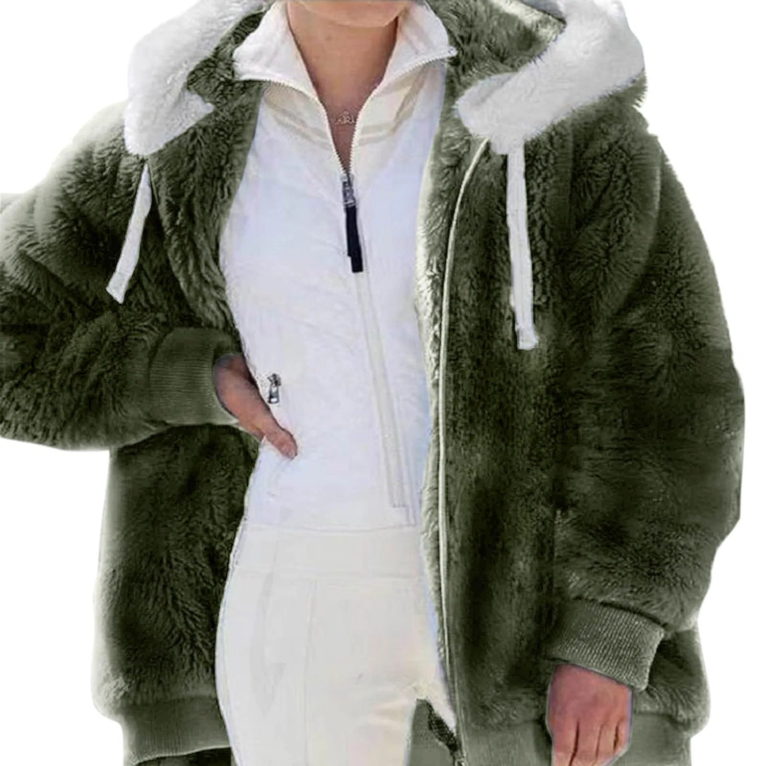 Женская куртка с капюшоном из флиса Plush Jacket for Women Teddy Outdoor, AG2 — фото 2
