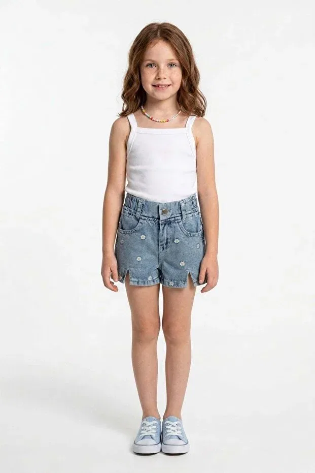 Детские шорты для девочек с вышивкой Fulla Moda, Ice Blue — фото 2