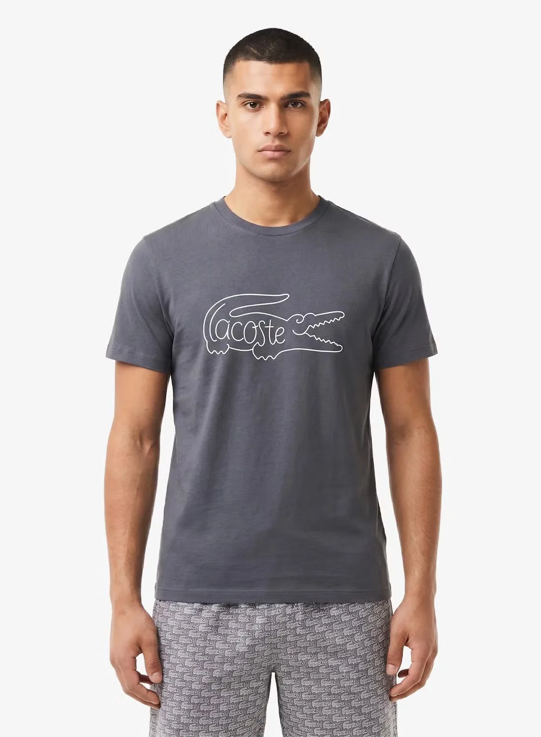 Комплект футболка и шорты с принтом Lacoste, серый — фото 3