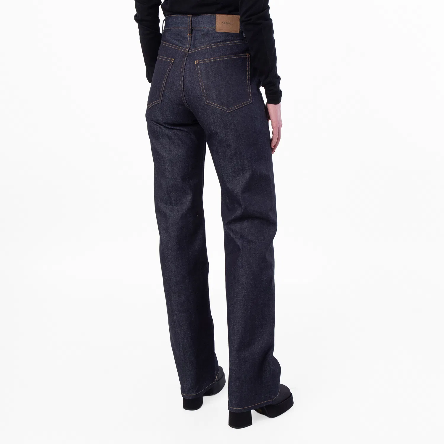 Джинсы клеш от колена с пуговичной застежкой Saint Laurent, Blue — фото 4