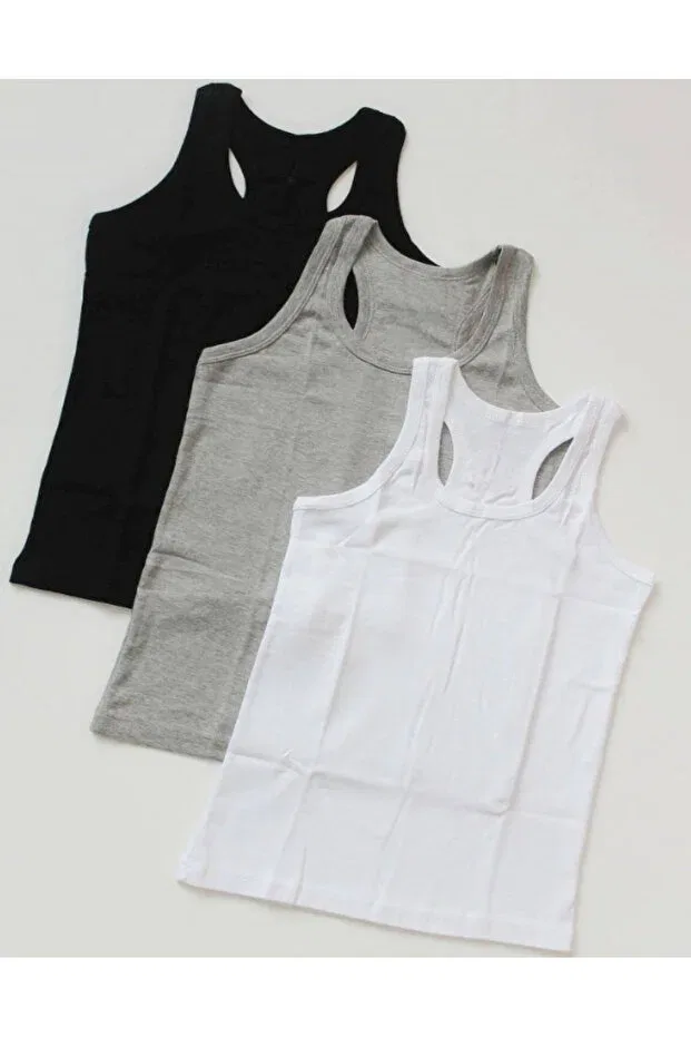 Детское белье для мальчиков на бретелях комплект 3 штуки Moda Yildiz, Gray - Black - White