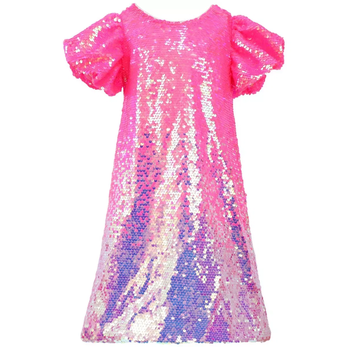 Детское платье для девочек с пайетками Puff Sleeve Dress 2bunnies, Hot Pink