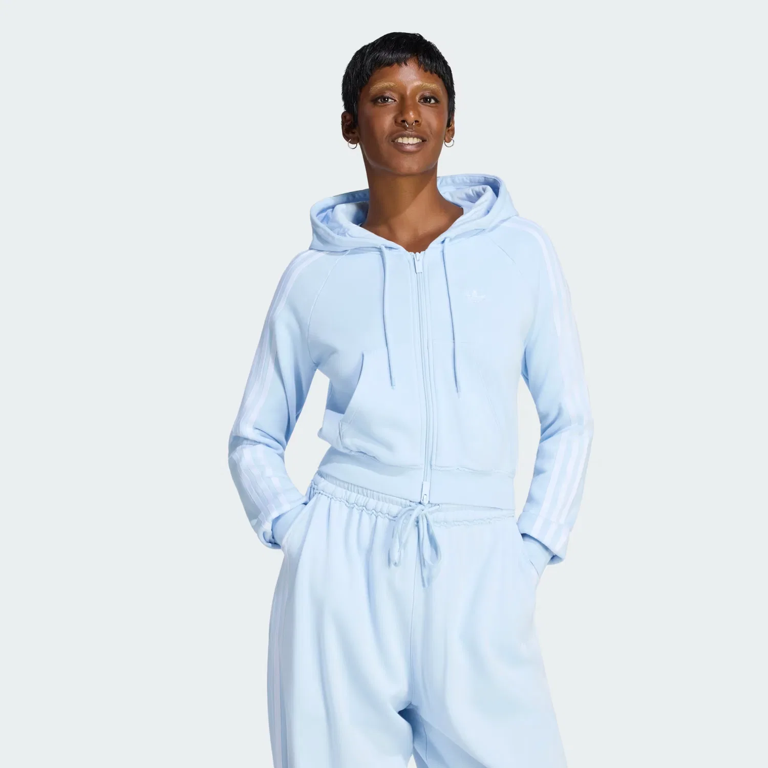 Женская олимпийка на короткой молнии Adidas Originals, Crystal Sky — фото 2