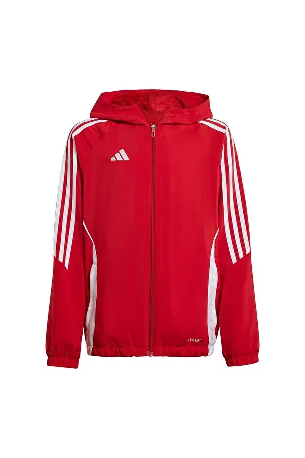 Детская ветровка для девочек с капюшоном Tiro 24 Adidas, Team Power Red 2 / White — фото 3