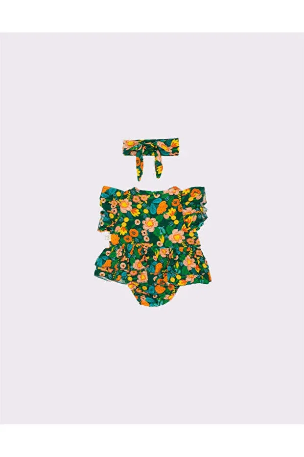 Детское платье для девочек хлопковое с рюшами Rg Kidsstore, Green — фото 4