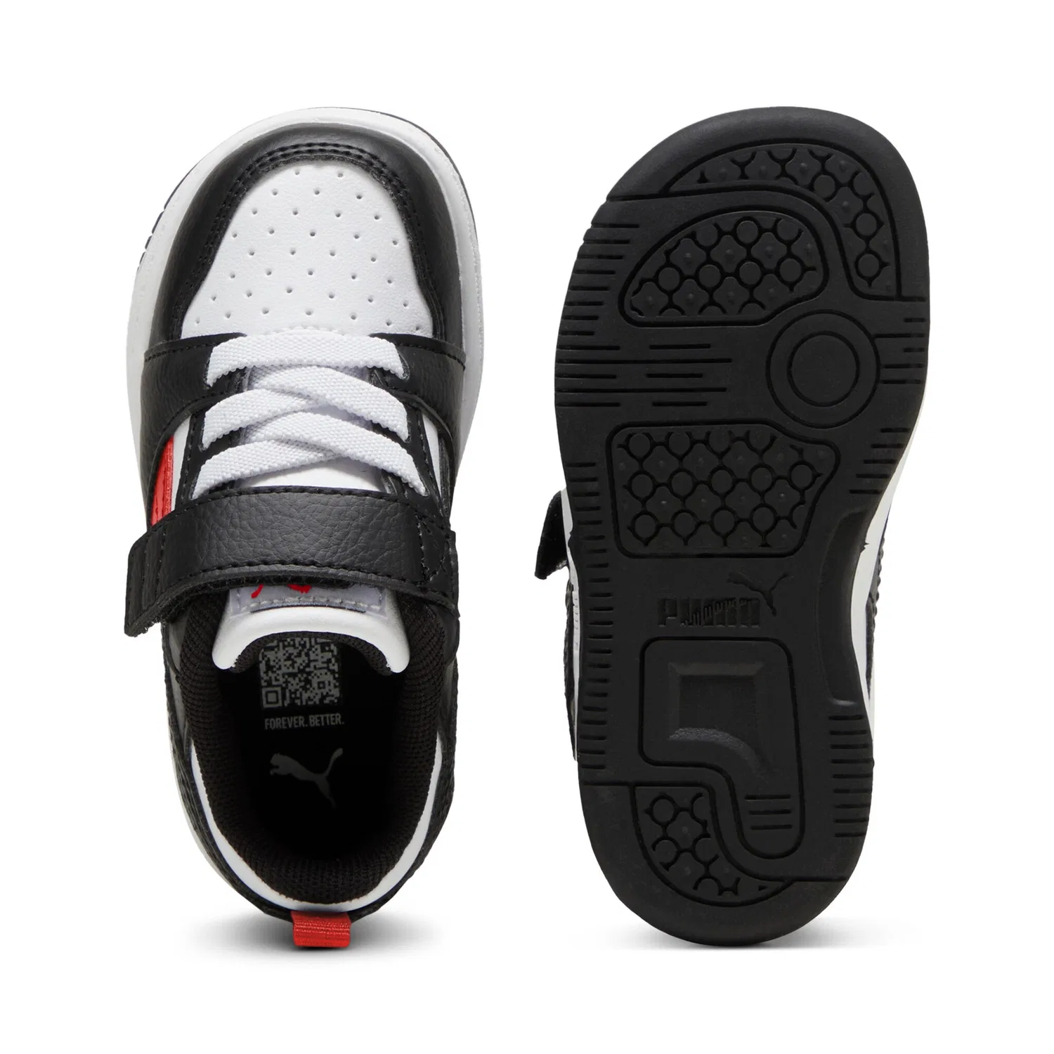 Детские кроссовки с низким силуэтом Rebound v6 Low PUMA, PUMA White-For All Time Red-PUMA Black — фото 4