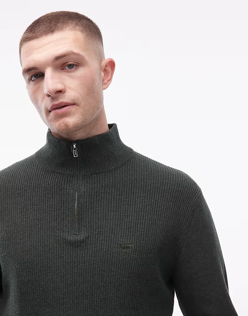 Вязаный джемпер Levi's с застежкой-молнией на четверть длины, темно-зеленый — фото 3
