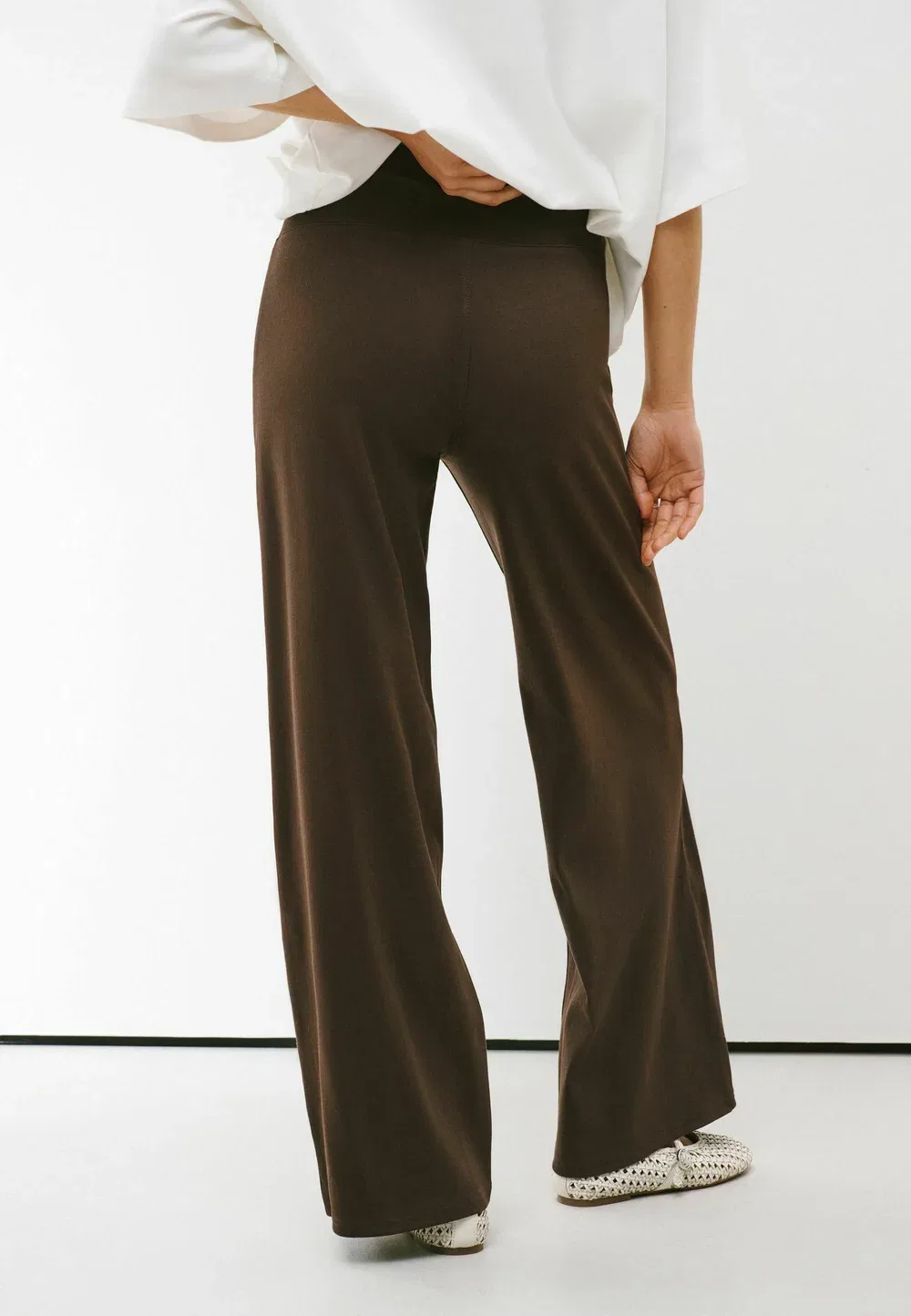 Брюки из денима с широкими штанинами, модель для высоких людей Next, Chocolate Brown Wrap Waist — фото 2