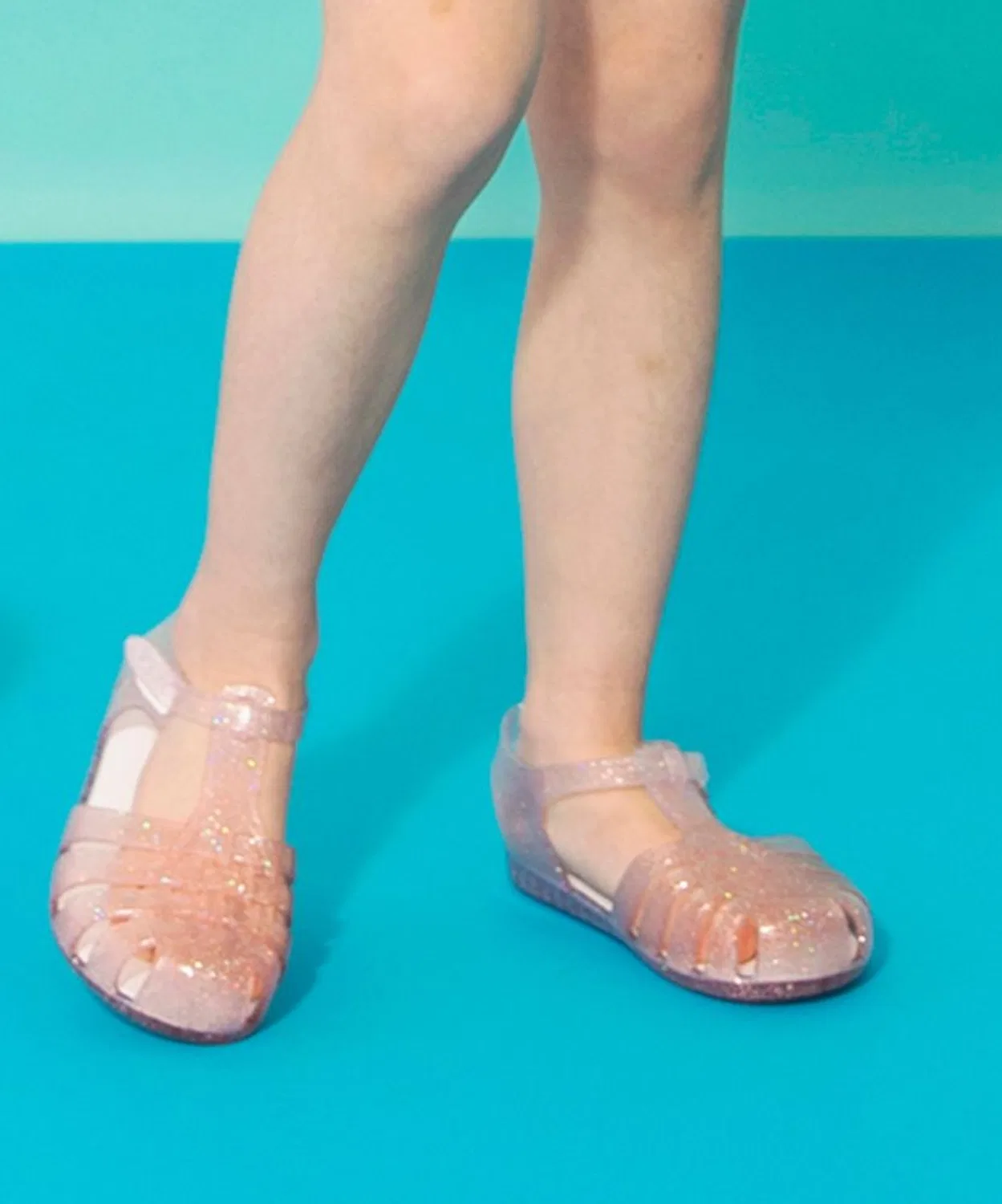 Детские сандалии с блестками, с ремешком на липучке, модель Clear Sandal, branshes, Pink