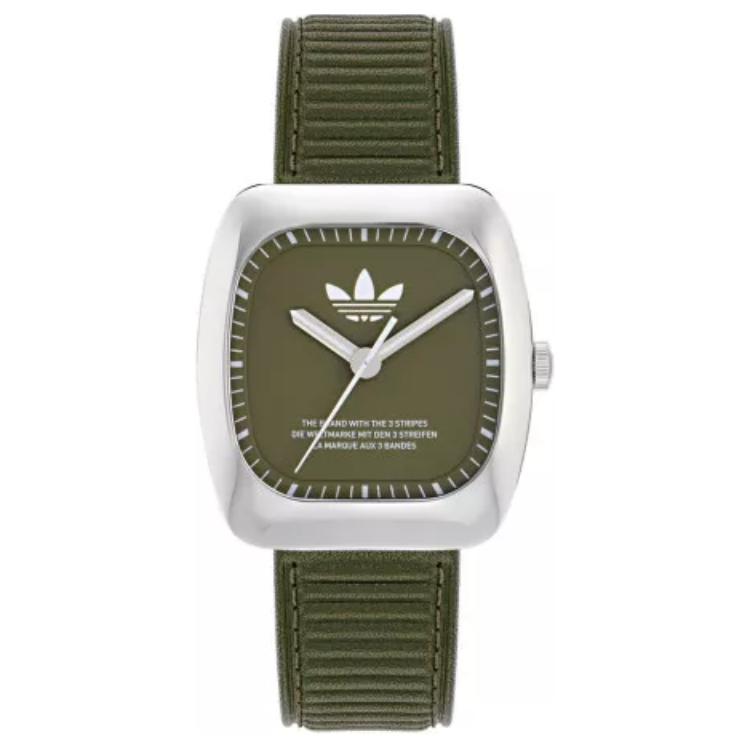 

Adidas Originals Наручные часы с кварцевым механизмом, кожаным ремешком, 37*40 мм, зеленый циферблат, унисекс