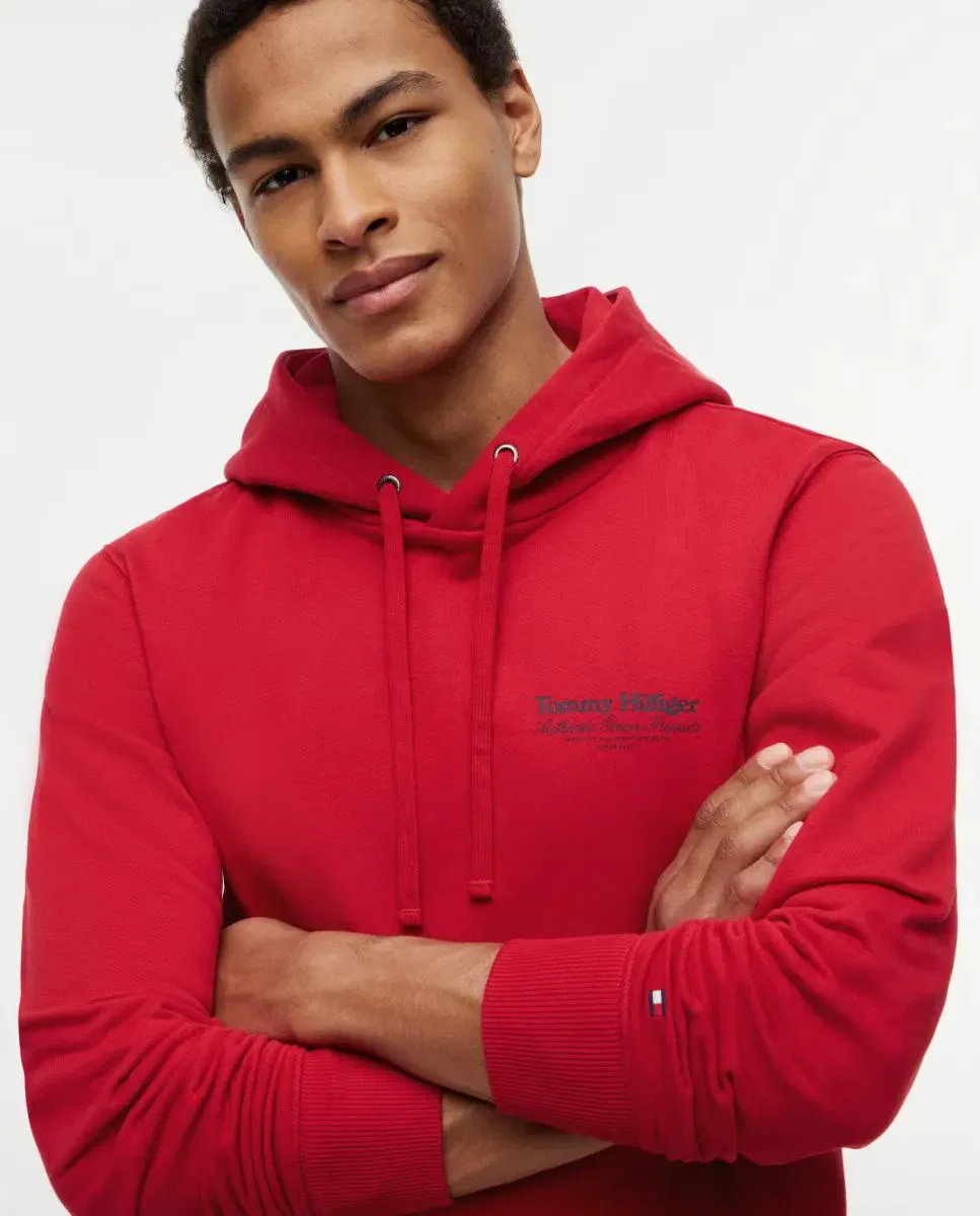 Мужская худи с принтом Tommy Hilfiger, Красный — фото 3