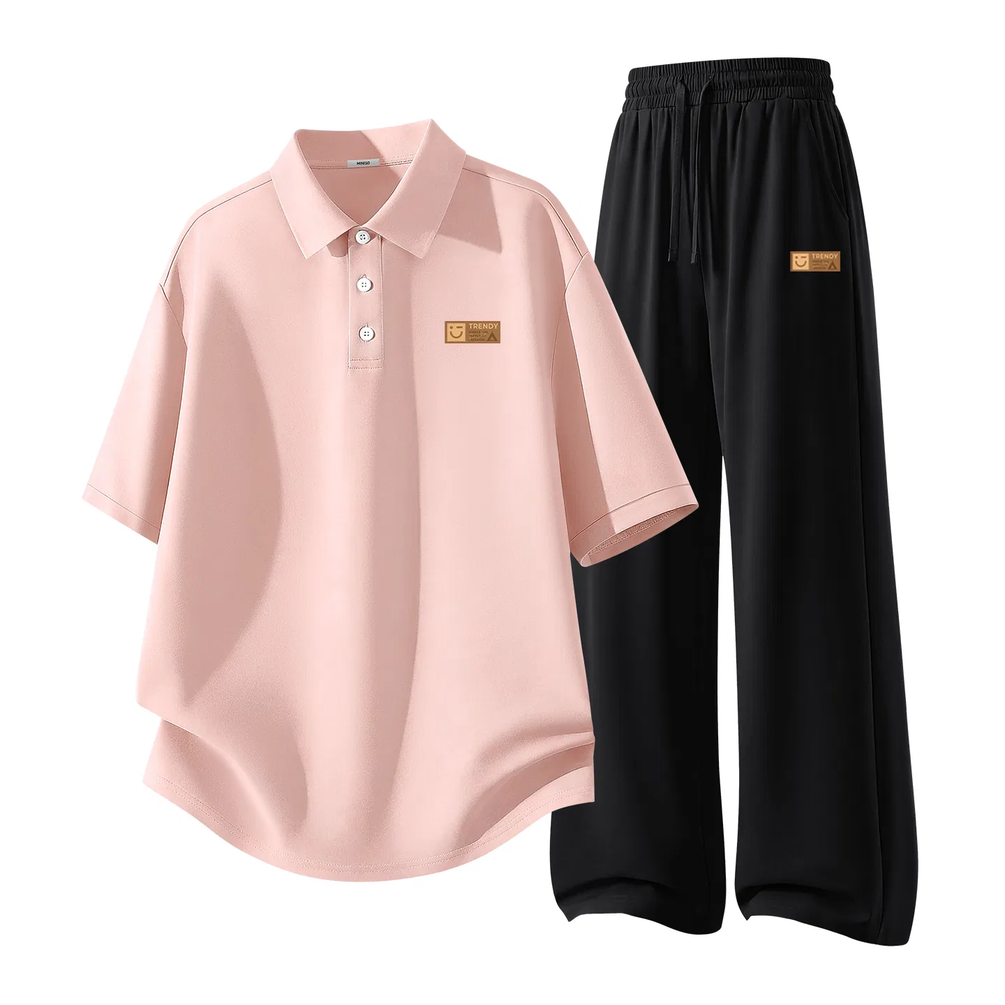 Детский комплект спортивной одежды с принтом 2 шт MINISO, Nude Pink And Black