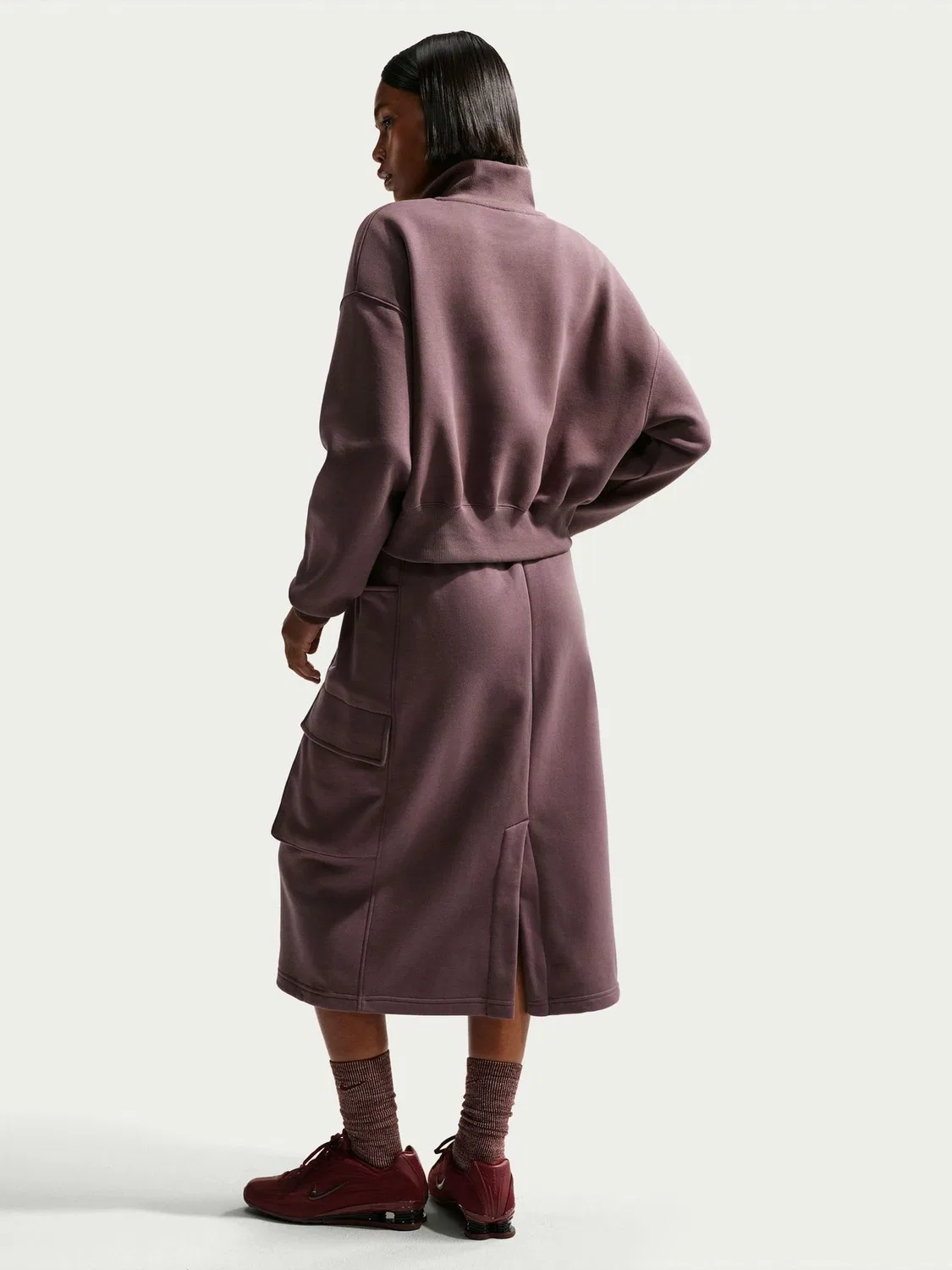Свитшот женский с четверть-молнией Phoenix Fleece Nike, коричневый — фото 4