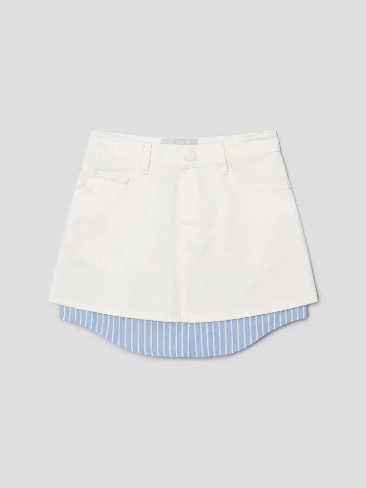 Юбка мини с имитацией рубашки, Blanc Creme AMI PARIS, White