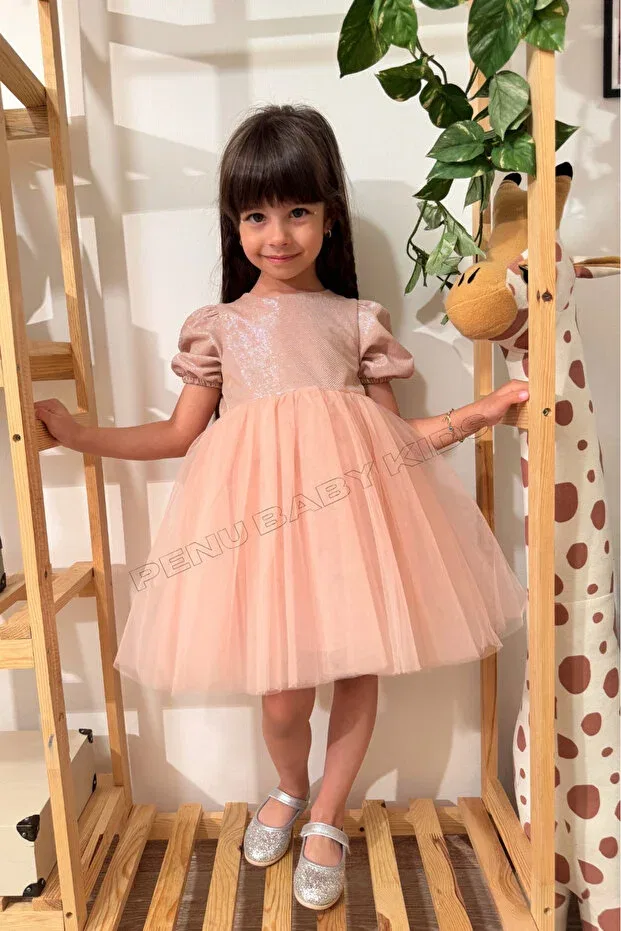 Детское платье для девочек с коротким рукавом Penu Baby Kids, Powder — фото 2