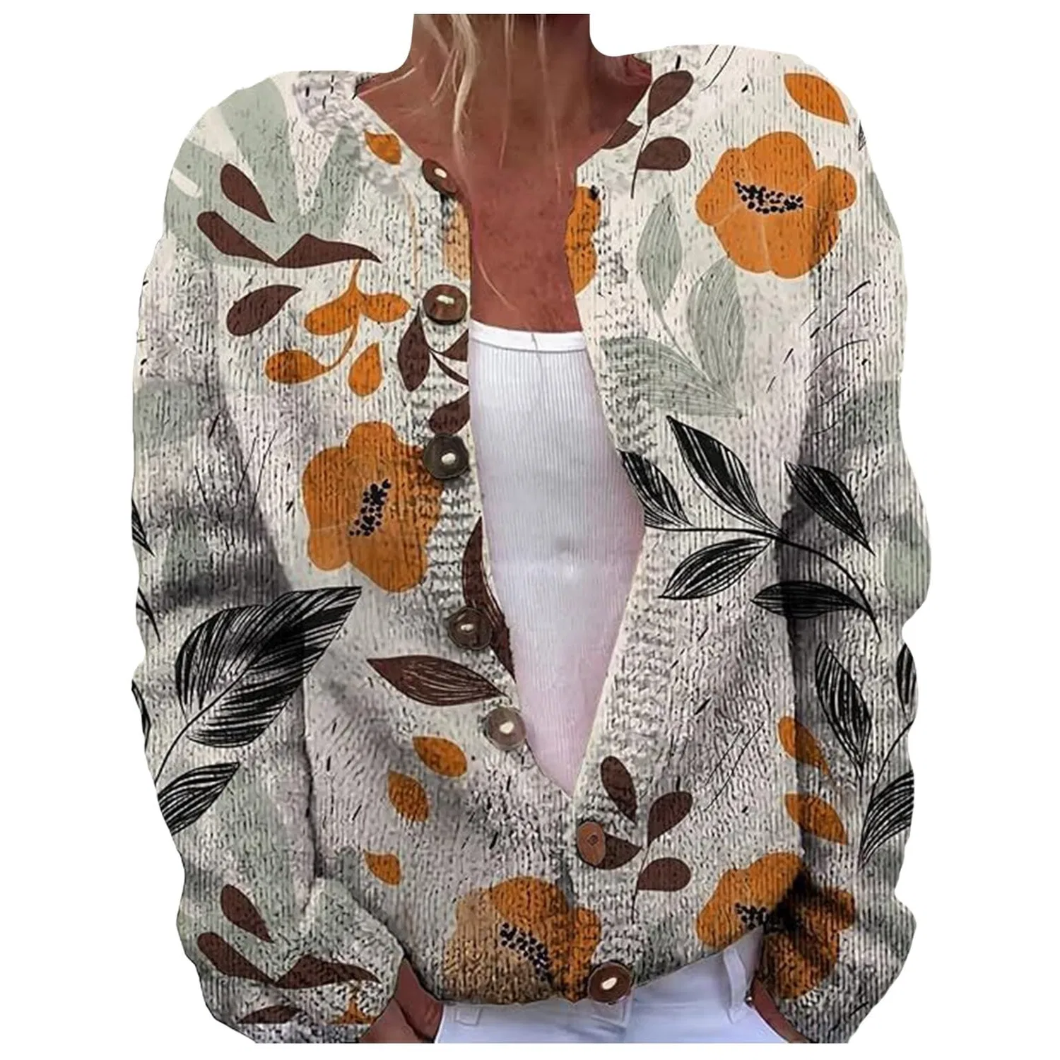 Женский кардиган с принтом Vintage Floral Print, Motivo 07