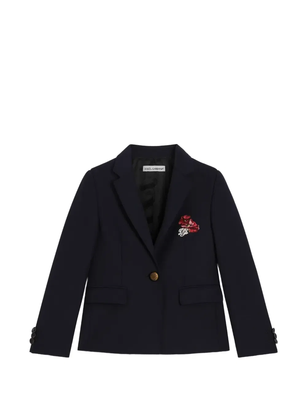 Однобортный жакет из шерсти Dolce & Gabbana Kids, синий