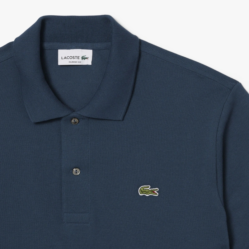Поло Lacoste Logo-Patched Short-Sleeve, серо-синий — фото 2