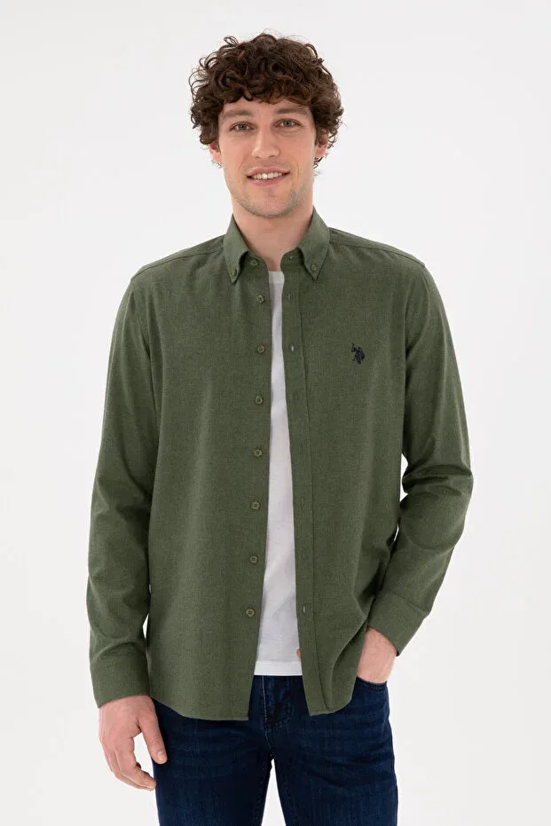 Мужская рубашка с длинным рукавом Basics U.S. Polo Assn., Khaki
