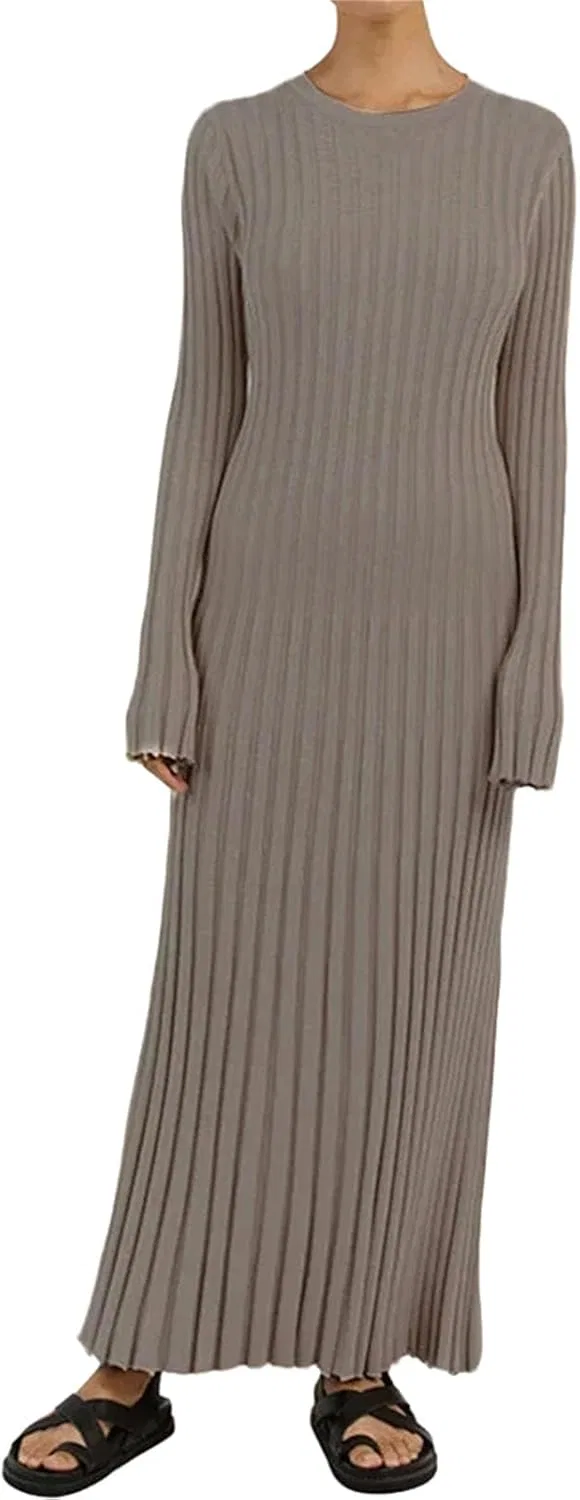 Женское вязаное платье макси с завязками A-LINE, Lotus Root Color
