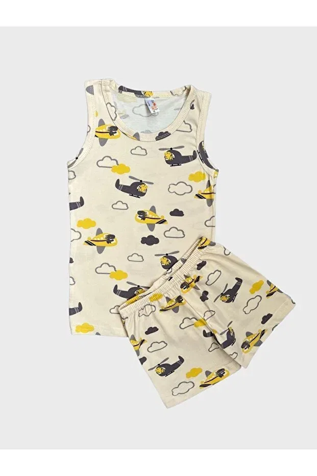 Детский комплект для мальчиков с принтом Helicopter Pattern Elmas Kids, Cream