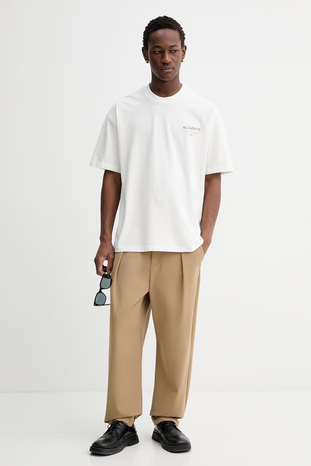 

Футболка Allsaints Underground Oversized Crew Neck, бежевый/леопард