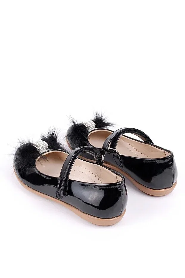 Детские балетки для девочек с коротким каблуком Stoned girl's daily and evening dress ballerina shoes Generic Brands, Black — фото 3