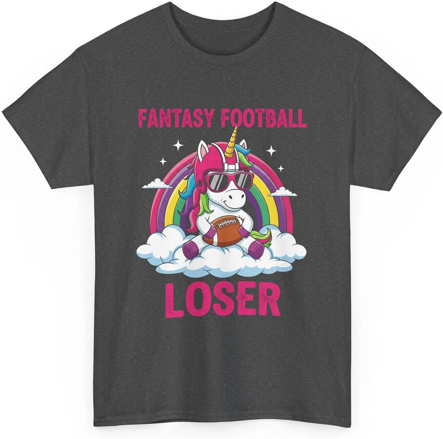 Мужская футболка с принтом Fantasy Football Loser, тёмно-серый меланж