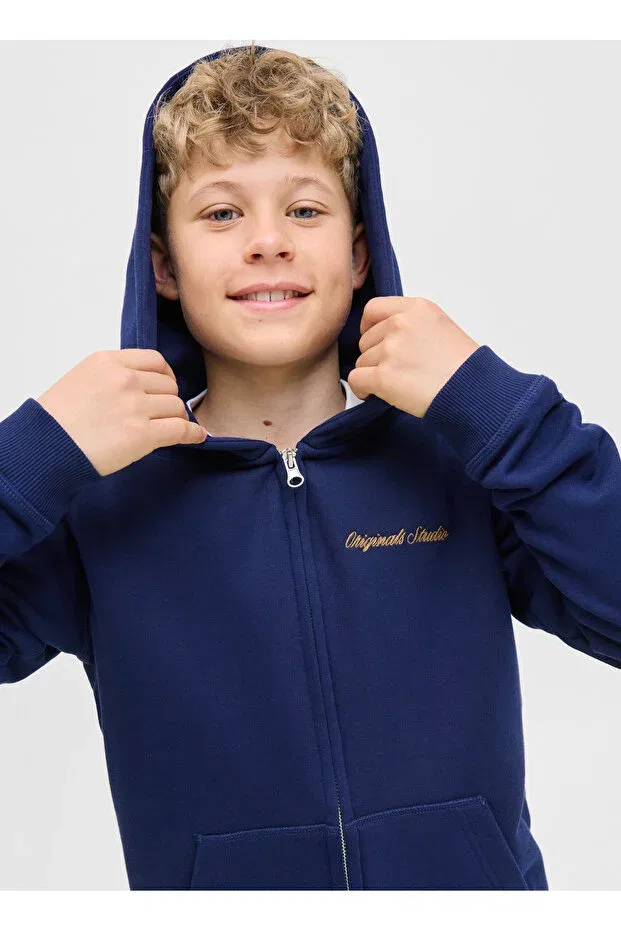 Детское худи для мальчиков с вышивкой Jack & Jones, Blue — фото 3