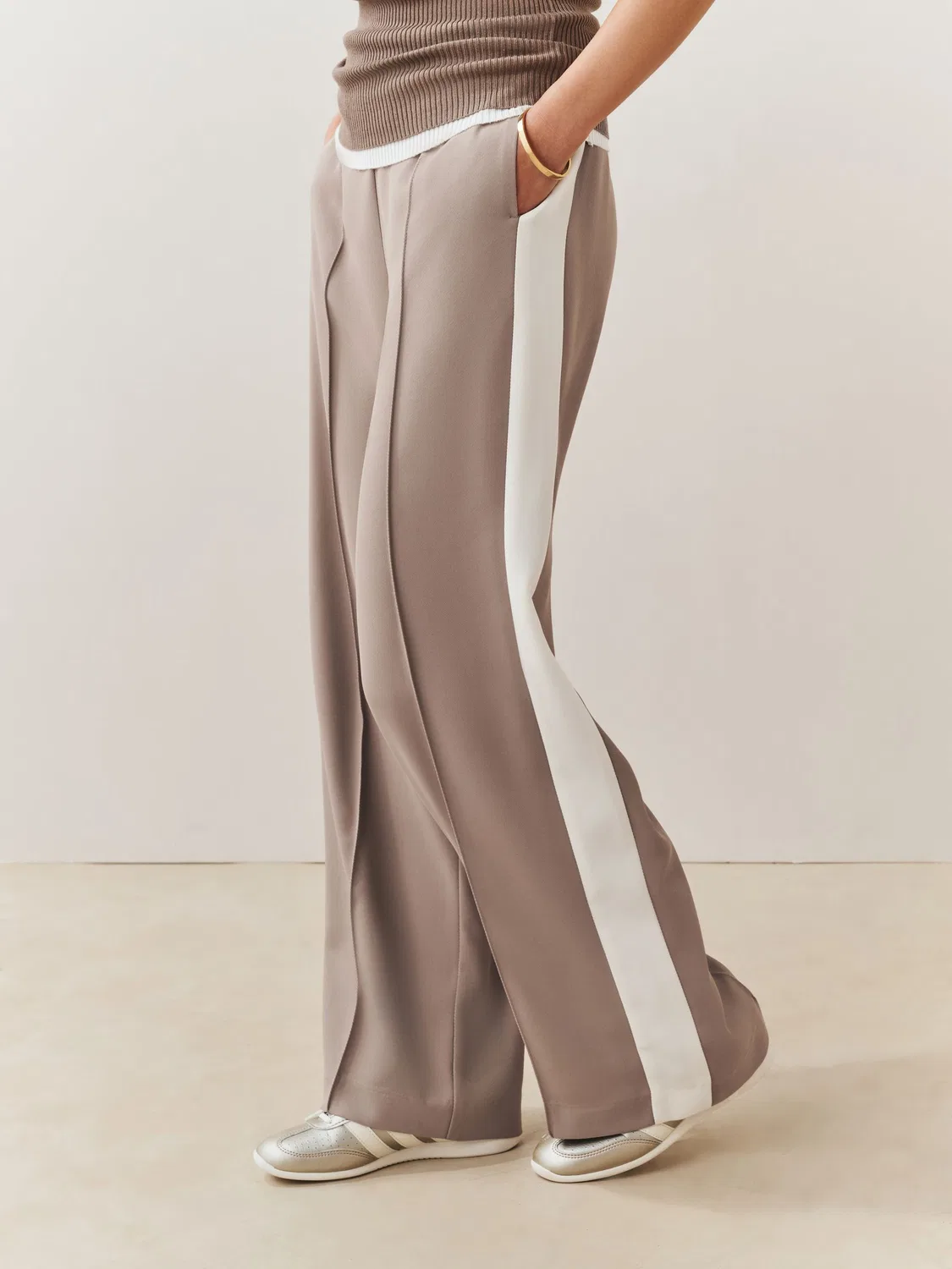 Брюки широкие с боковой полосой Taupe Brown Side Stripe Wide Leg Tailored Trousers Next, Taupe Brown — фото 2