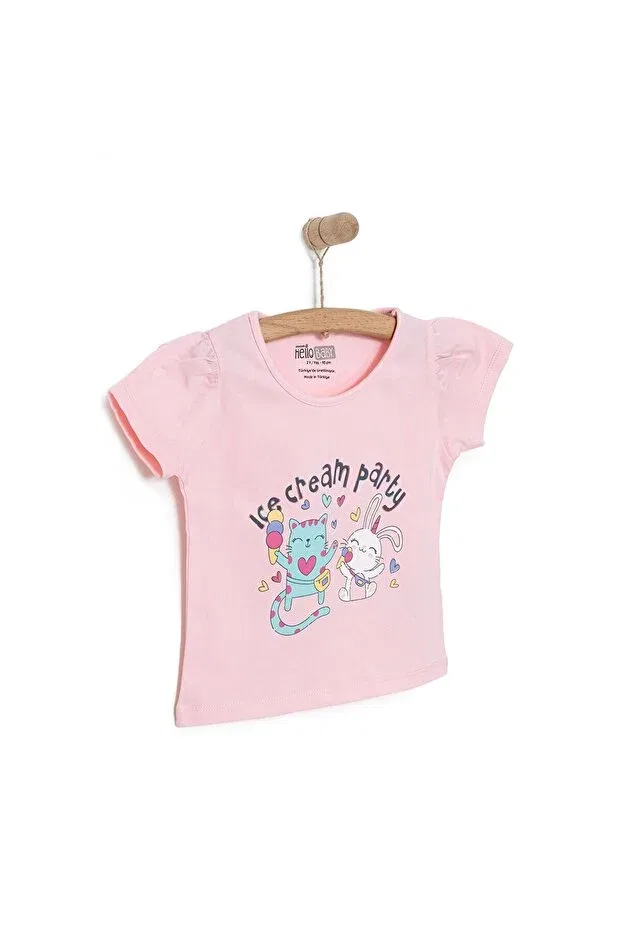 Детская футболка для девочек с принтом Ice Cream Party Ebebek Hello Baby, Pink — фото 2