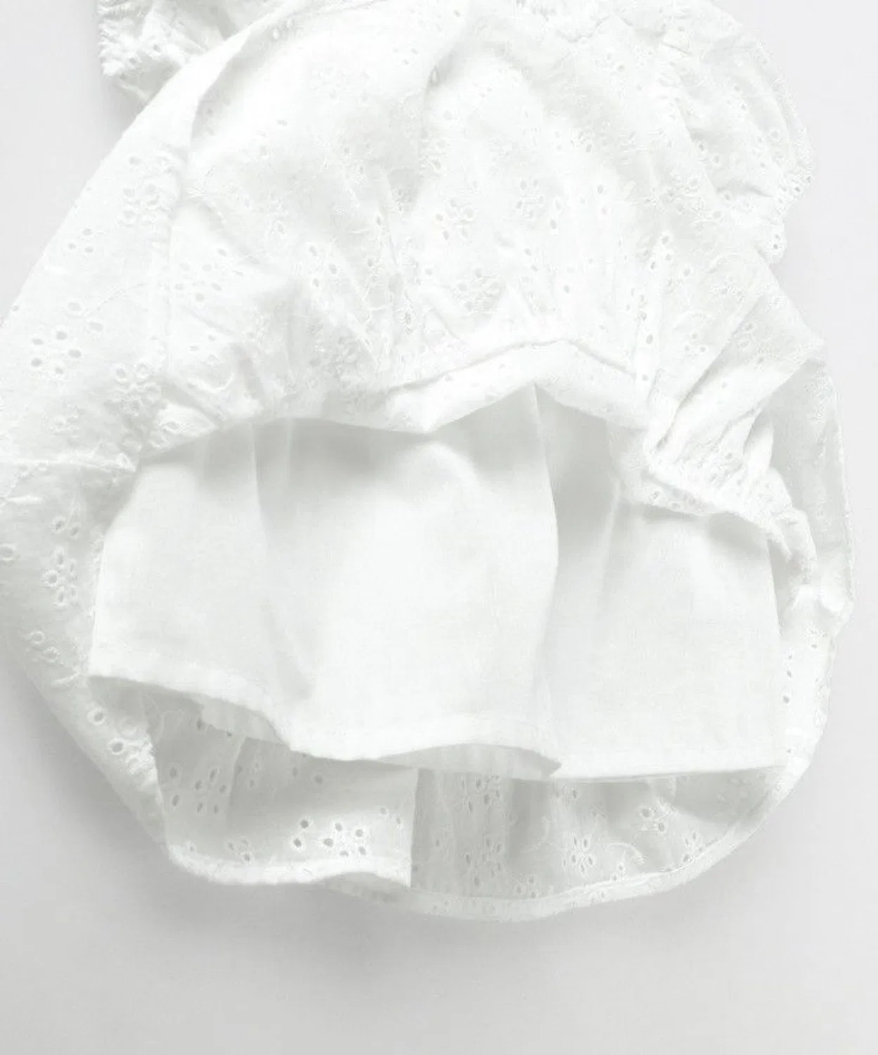 Детский комплект из туники и шорт с кружевной отделкой, модель Overlay Lace, branshes, Off White — фото 4