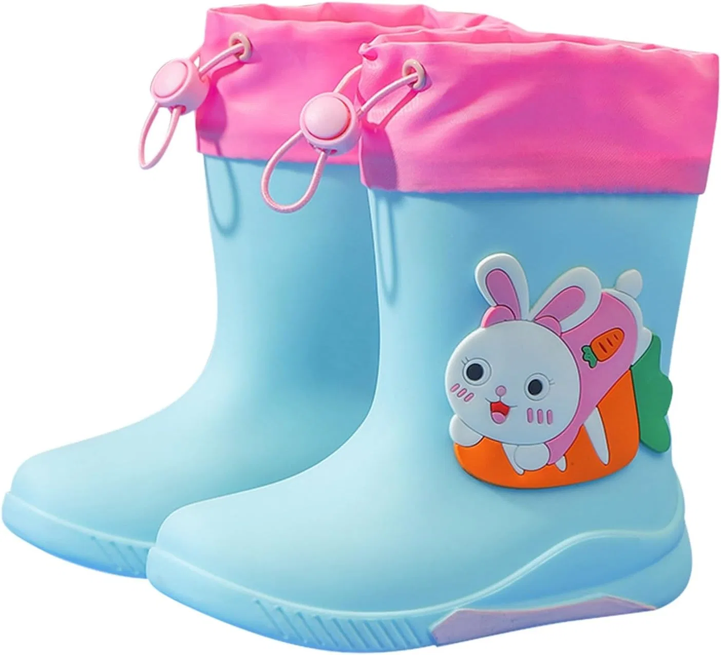 Детские сапоги резиновые для девочек с принтом кролика Rain Boots, Light Blue