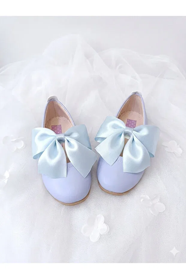 Детские балетки для девочек с бантом Patik Bebe, Blue