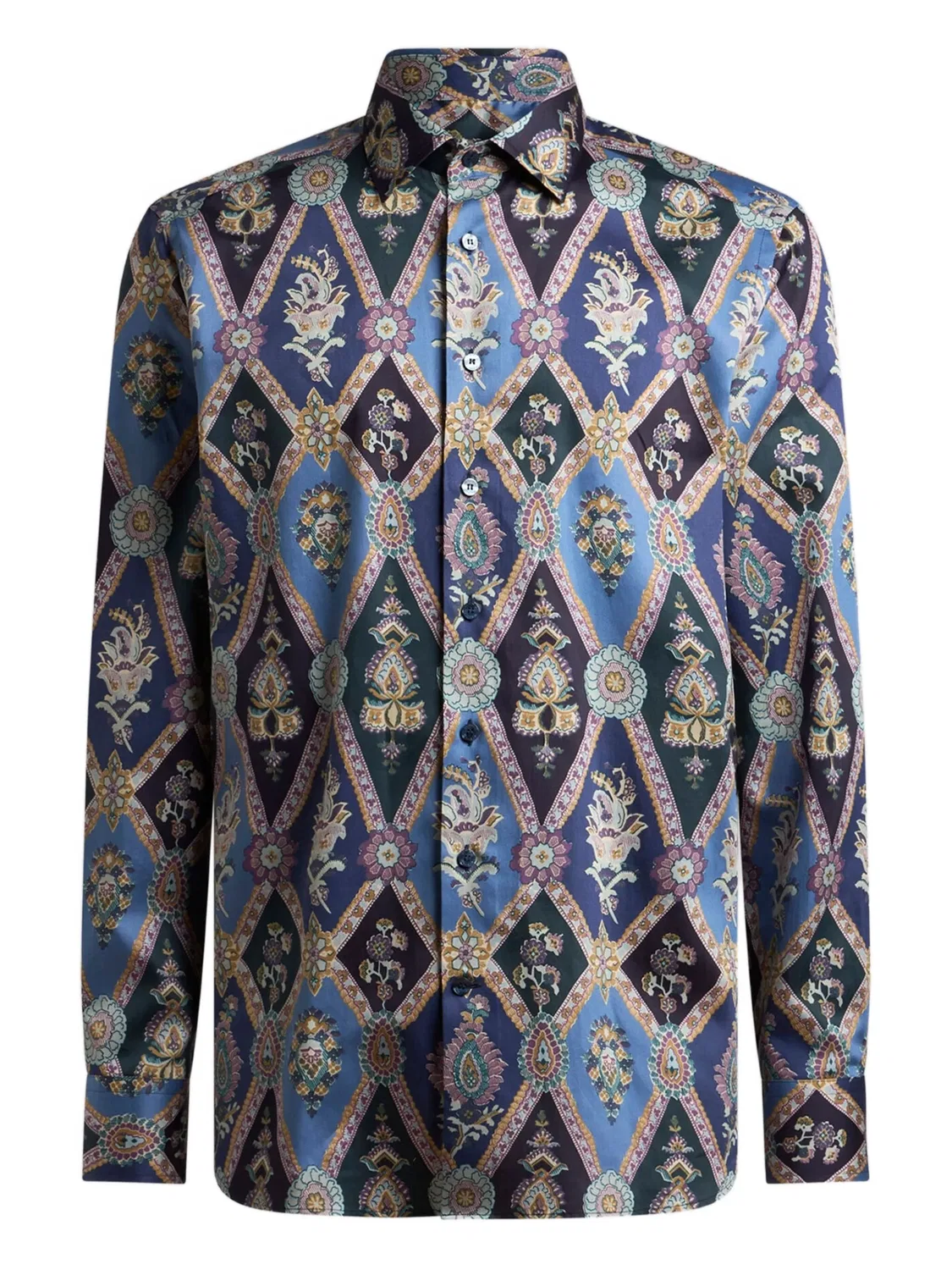 Хлопковая рубашка с пейсли, синяя ETRO, синий