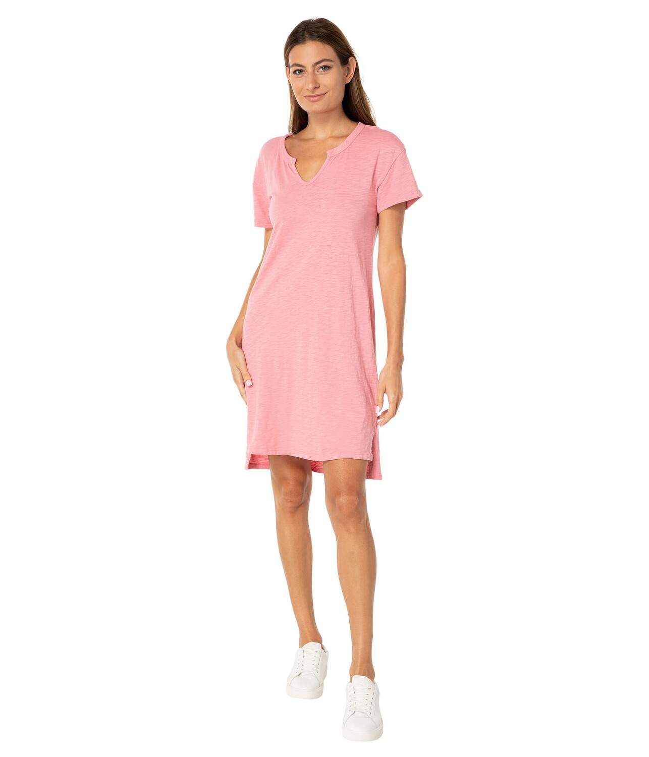 

Платье Mod-o-doc, Slub Jersey Short Sleeve Split-Neck Dress