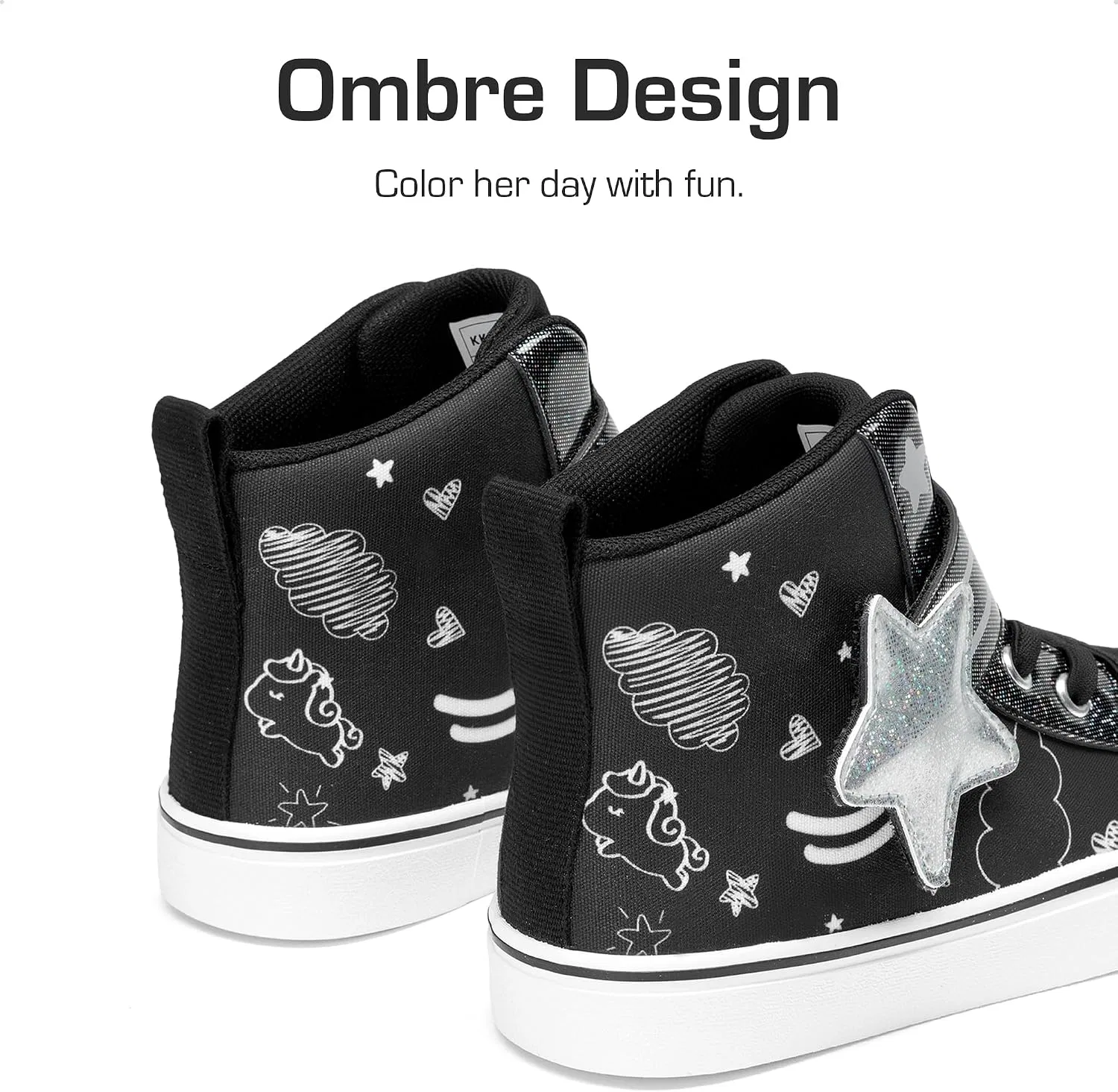 Детские кроссовки для девочек с принтом звезд DREAM PAIRS, Black — фото 4