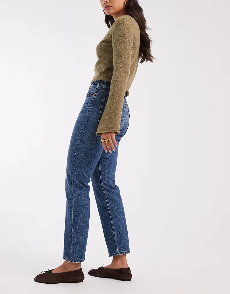 Джинсы Levi's Wedgie Straight Denim среднего, синий — фото 2
