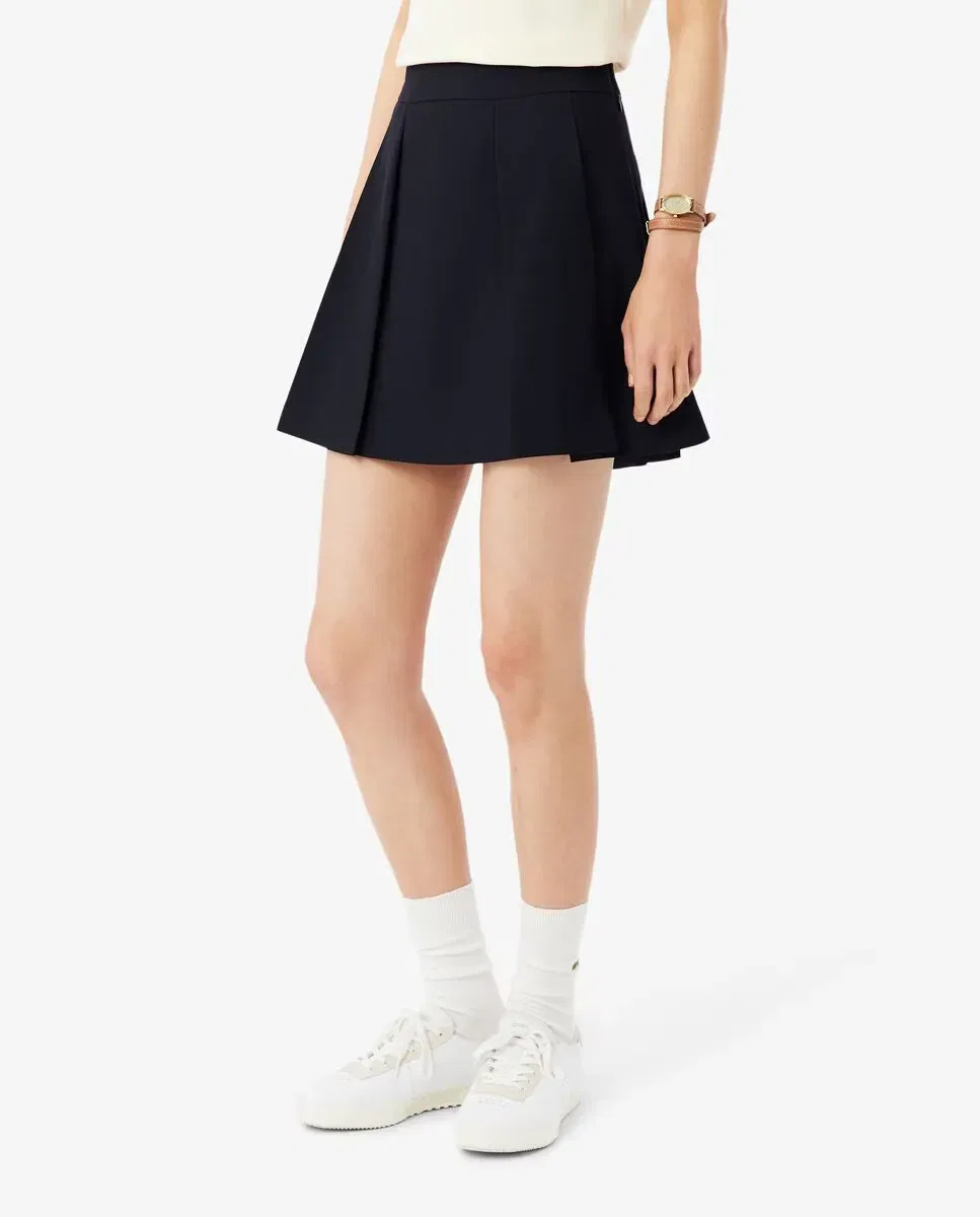 Юбка Lacoste Azul Marino из пике, короткая, плиссированная, темно-синяя — фото 4