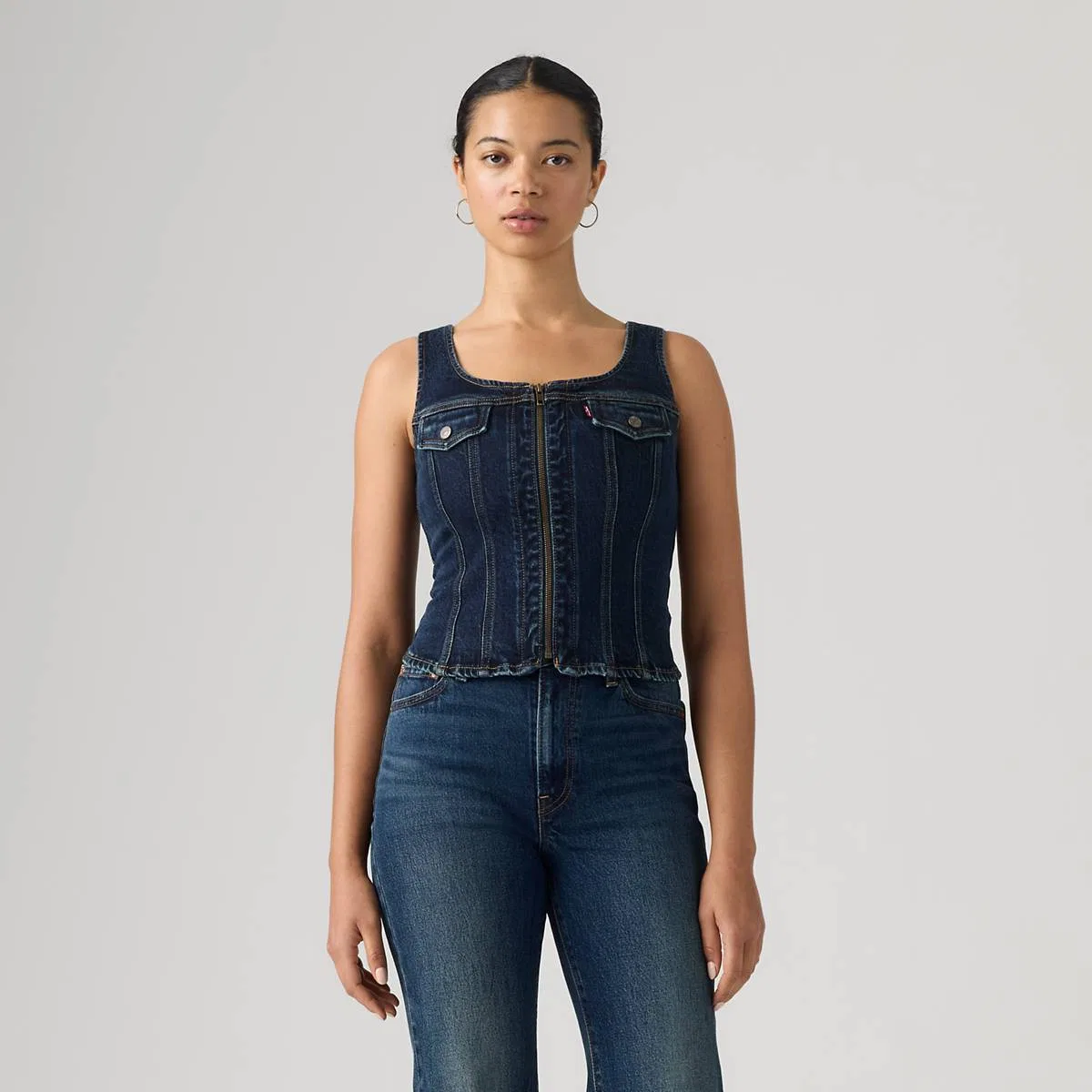 Винтажный жилет на молнии Levi's, Gate Keeping Vest - Dark Wash — фото 3