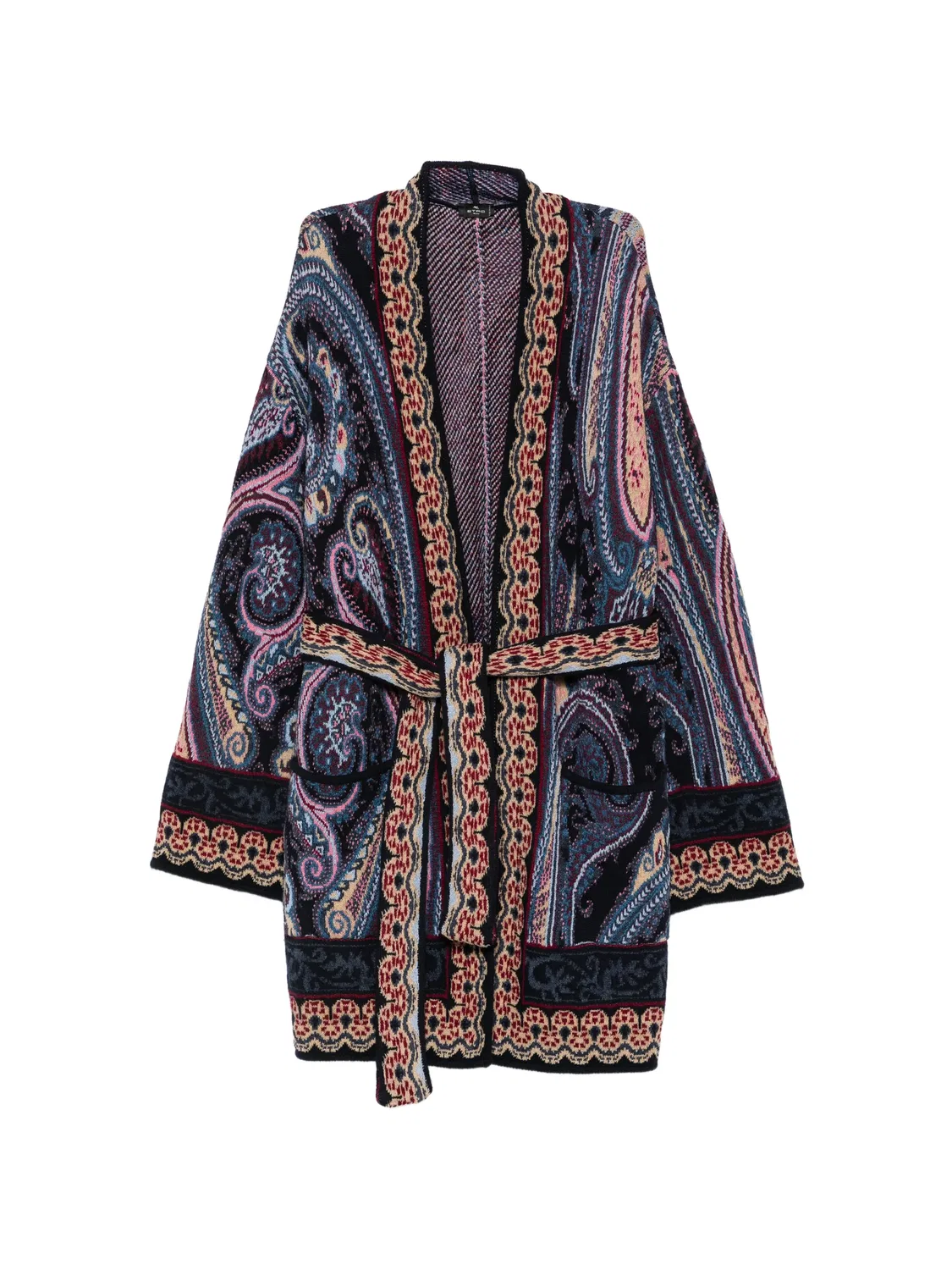 Кардиган с поясом и принтом пейсли Etro, синий
