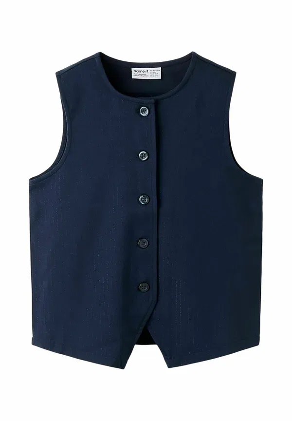 Жилет из полиэстера и вискозы Regular fit Name It темно-синий blazer — фото 3