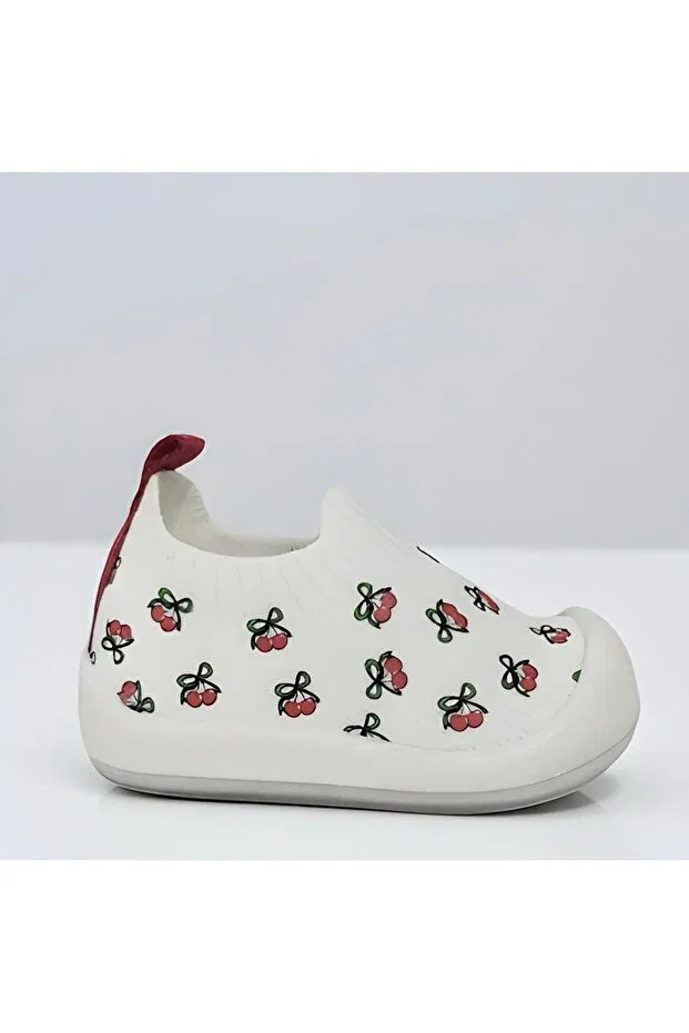 Детские туфли для девочек с принтом Cherry Walkids, White Red