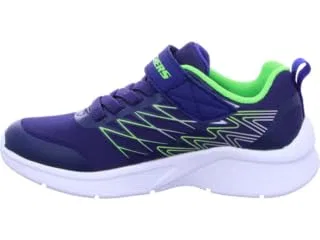 Детские кроссовки для мальчиков Microspec Texlor Skechers, Navy Textile Lime Silver Trim — фото 2