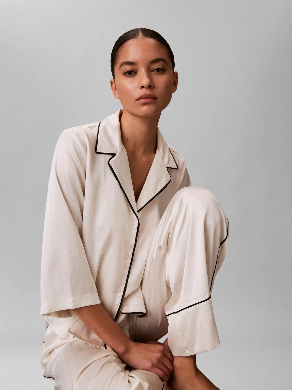 Пижамные брюки, сатиновые Calvin Klein, белые — фото 4