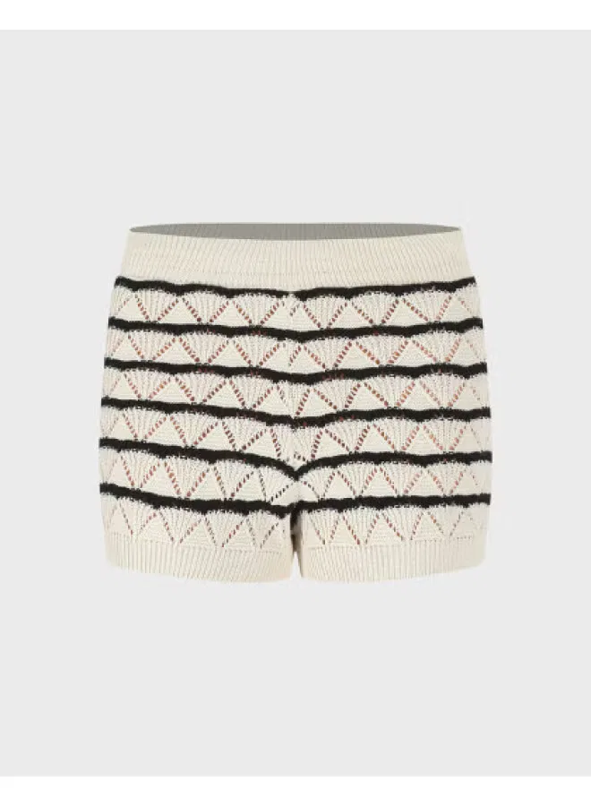 Шорты трикотажные с полосатым принтом Zara, белый/черный