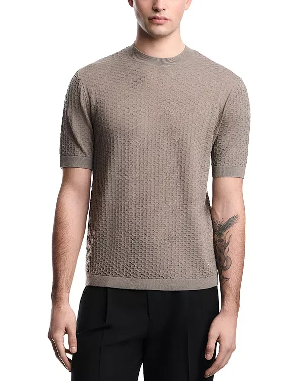 Мужской свитер с медовыми сотами Emporio Armani, бежевый