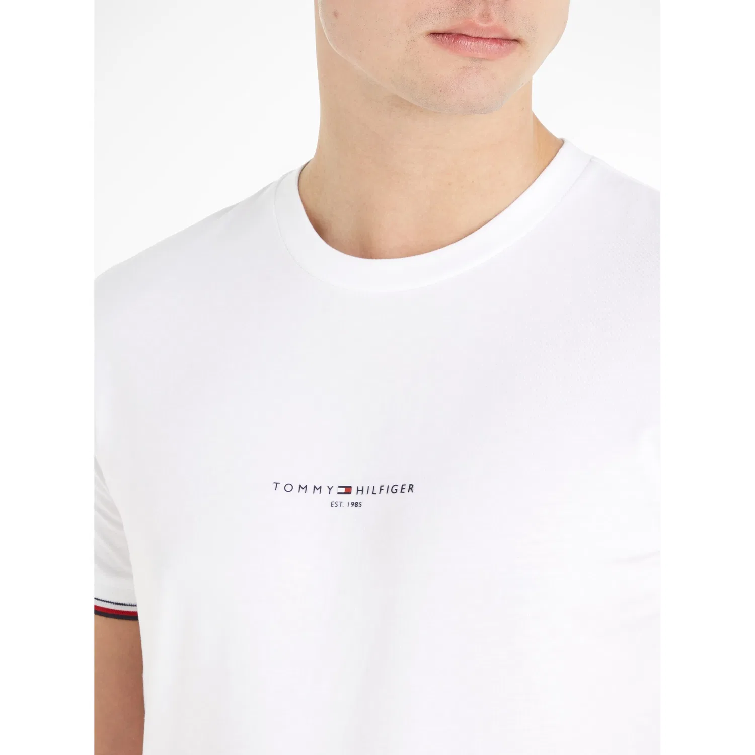 Мужская хлопковая футболка с логотипом Tommy Hilfiger, White — фото 3