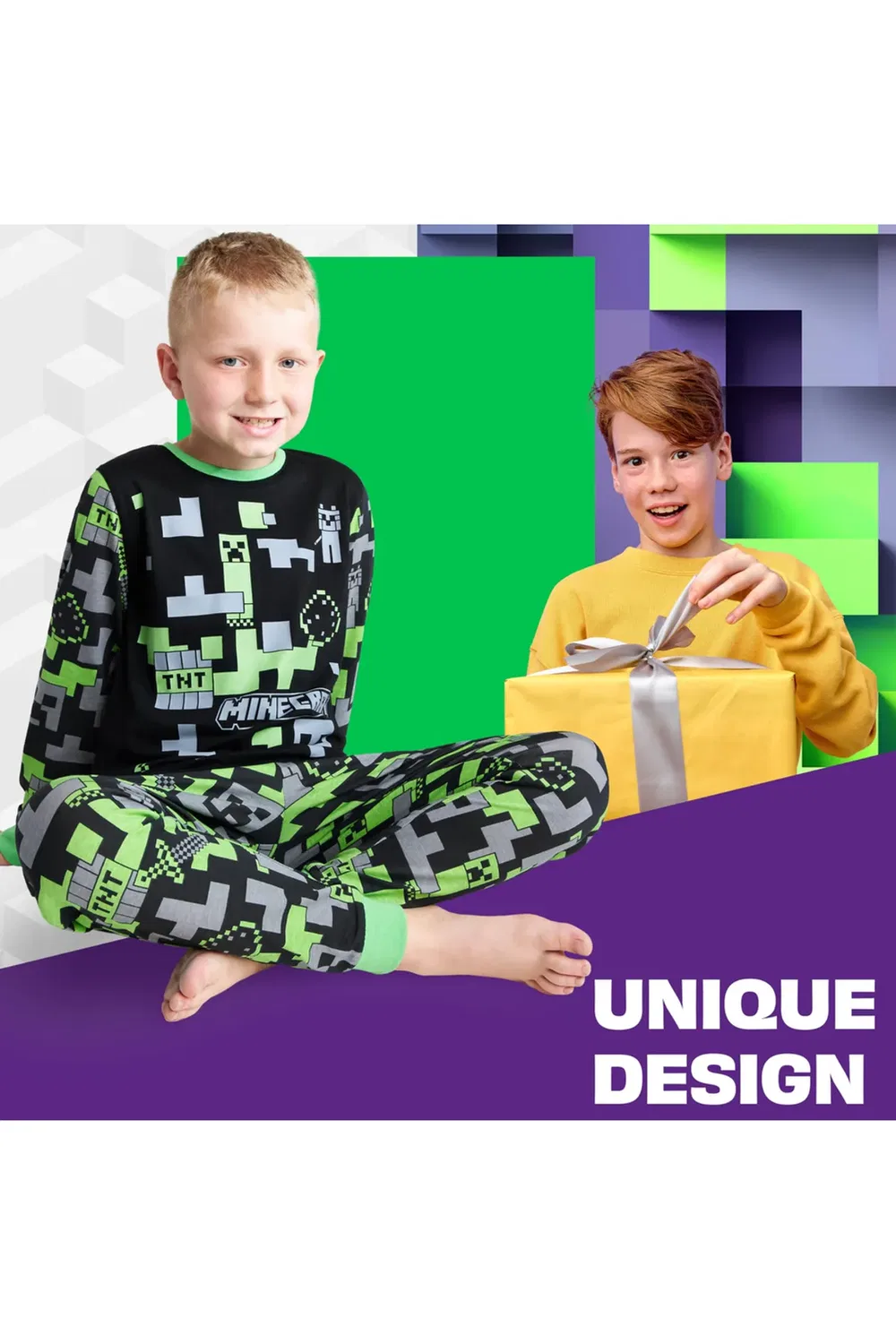Детский пижамный комплект из хлопка Minecraft, Черный — фото 2
