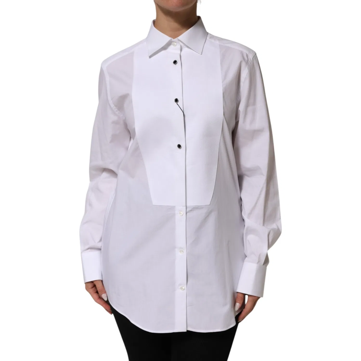 Женская рубашка с длинным рукавом на кнопках Dolce & Gabbana, White — фото 3
